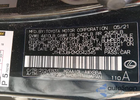 2021 Lexus Ux 200 F Sport from USA, damaged, VIN JTHE3JBH2M2042345